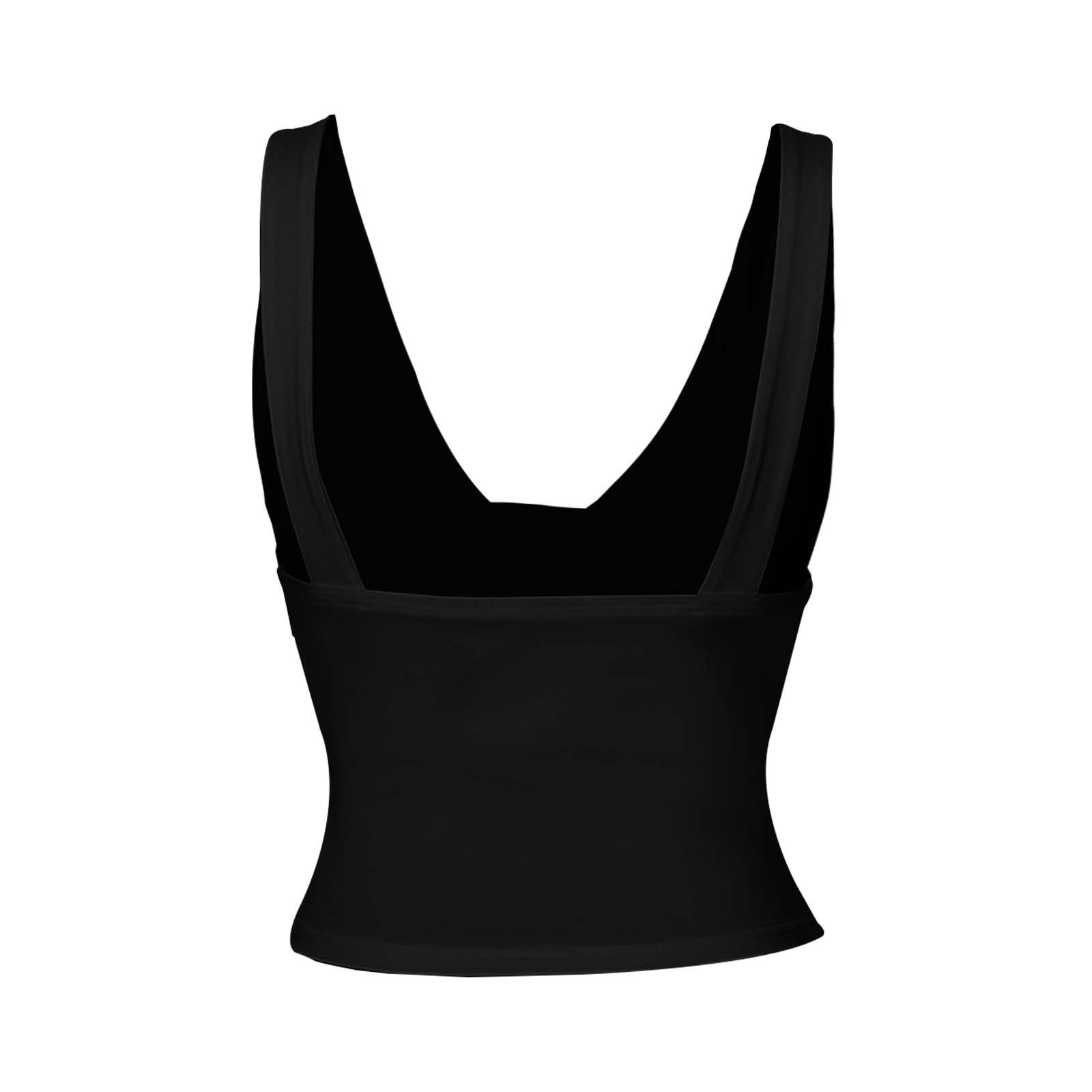 thumbnail image 2 of Camisa sexy de verano ajustada sin mangas con cuello en V y corte corto para mujer, 2 of 7